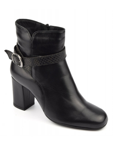 Strappy ankle boots small sizes smooth black leather Blair Bella B