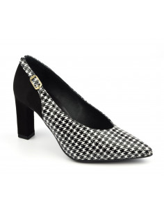 Houndstooth pumps, black and white, woman, small size, 2040, Dansi
