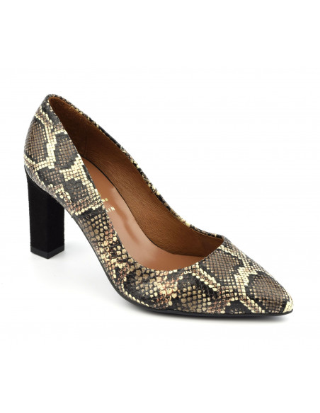 Brown python pumps, woman with small sizes, 2041, Dansi