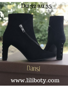 Zip ankle boots, black suede, Dansi Calzados, women&#39;s small sizes, 2061