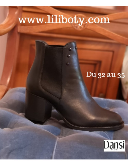 Classic ankle boot, black smooth leather, 1860, Dansi calzados, women&#39;s small sizes