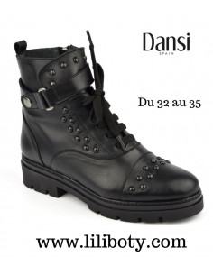 Hiking boots, Gothic style, black smooth leather, small women&#39;s sizes, 1822, Dansi