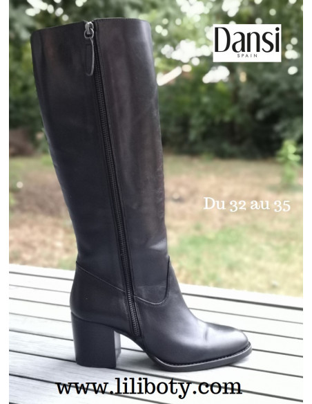 Classic boots, black smooth leather, woman small sizes, 1868, Dansi Spain calzados