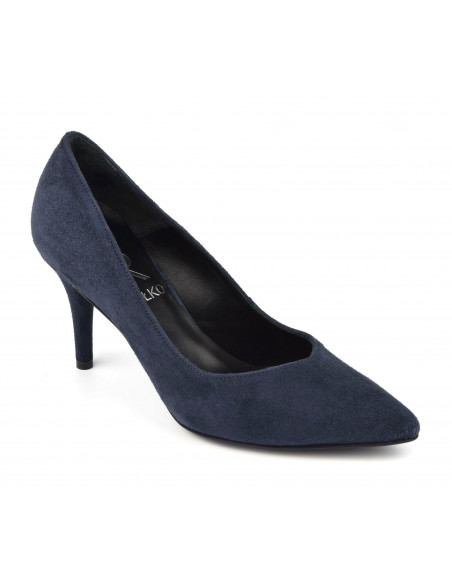 Navy suede pumps for women, small size, Rylko, Poland