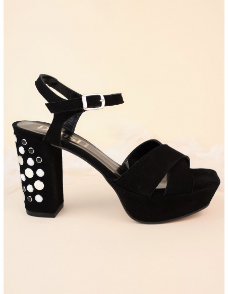 Black suede plateau sandals, 2467, Dansi, small size