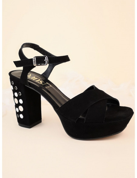 Black suede plateau sandals, 2467, Dansi, small size
