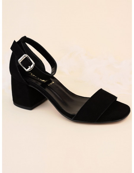 Black suede ankle strap sandals, 2423, Dansi, woman small size