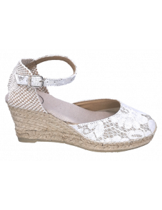 Sandales compensées, dentelle blanc écru, Corfu-5JA, Toni Pons, petite pointure, small feet shoes