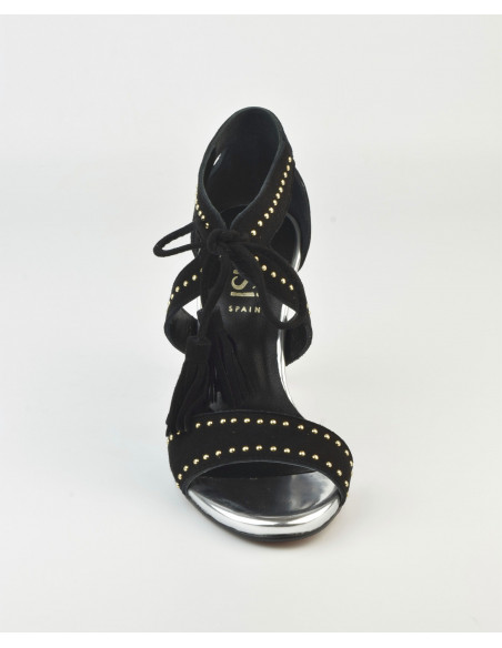 Sandali con tacco alto - Camoscio Nero - Dansi - Donna taglia piccola - Visto dal piede anteriore