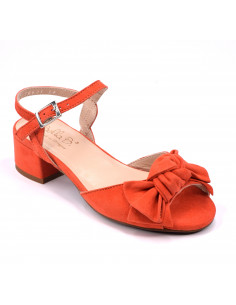 Sandales petits talons orange, femme petite pointure
