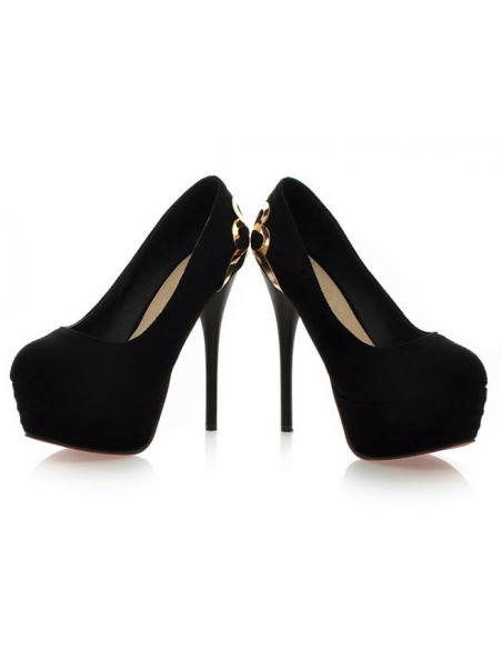 Zapatos de tacón negros con tacones altos, plataforma, zapatos de mujer talla 32 talla 36