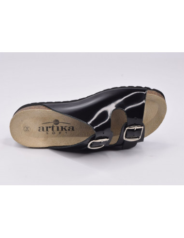 Black Patent Leather Mules Basque Artika Size 34 35 Liliboty