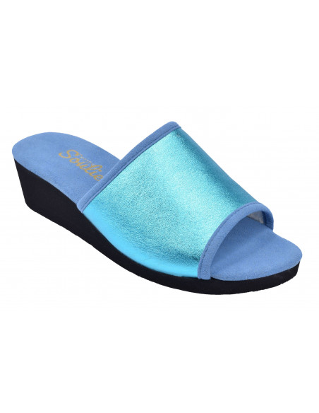 Chaussons cuir fantaisie, Yoyo, Turquoise, femme petite pointure 32 33 34 35