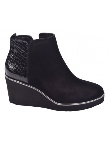 chaussure, bottines compensées, femme petites pointures, noir, vue profil