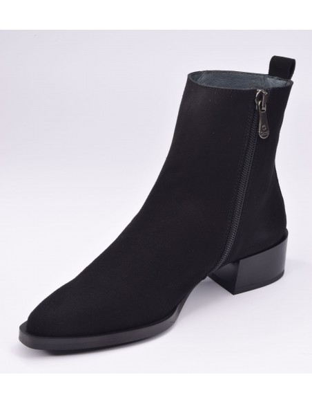 chaussure, bottines, femme petites pointures, noir, vue diagonale côté intérieur