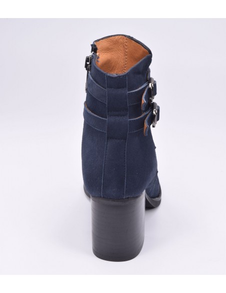 scarpa, stivaletti, donna con taglie piccole, blu navy, vista tacco posteriore