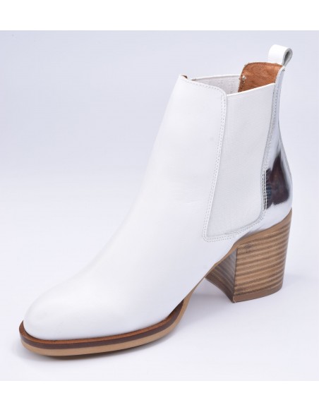 chaussure, bottines, femme petites pointures, blanc, vue diagonale côté intérieur