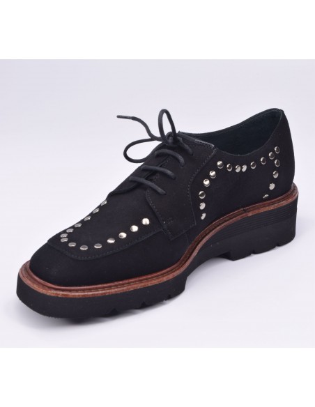 chaussure, derbies, femme petites pointures, noir, vue diagonale côté intérieur