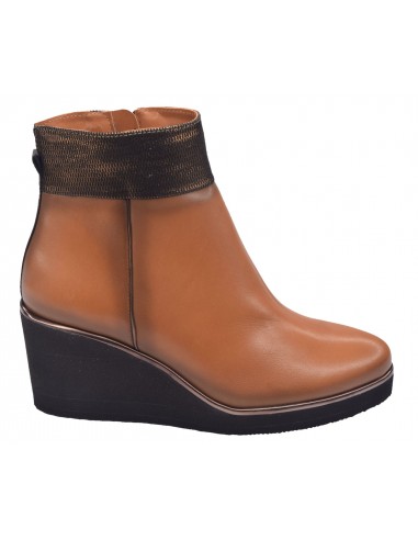 Bottines Compens es Cuir Lisse Cognac 75320 Softwaves Taille