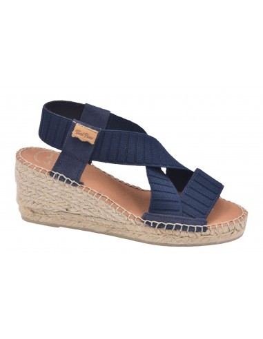 Sandales compensées bandes élastiques bleu marine, Tura-TR, Toni Pons, chaussure femme petite taille 33 34 35