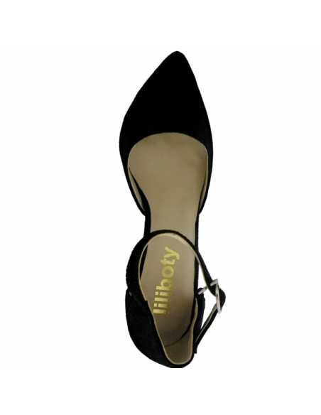 Women&#39;s black pumps with small straps