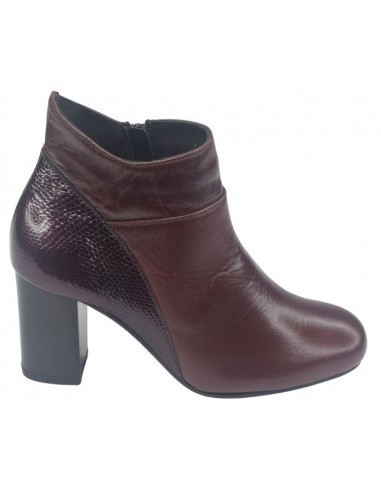 Bottines, Bi-matière, Cuir Bordeaux, Blet - Bella B, femme petite pointure 33 34 35, vu profil