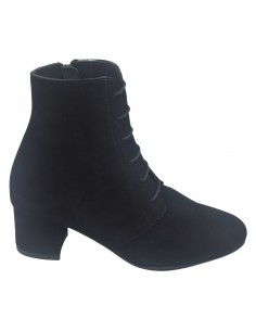 Bottines Lacets Cuir Suédine Noir ,Yoka, Bella B, Femme Petite Pointure, Vu Profil