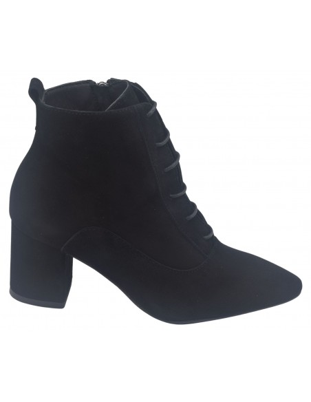 Bottines Lacets, Daim Noir, Rover, Bella B, Femme Petite Pointure, Vu Profil