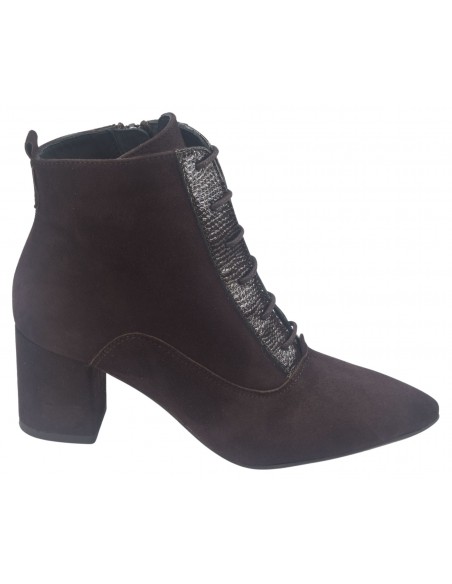 Bottines Lacets, Daim Marron Foncé, Rover, Bella B, Femme Petite Pointure, Vu Profil