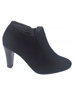 Low Boots Cuir Suédine Noir, Valgo, Bella B, Femme Petite Pointure, Vu Profil