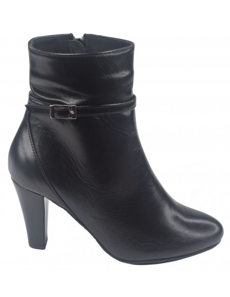 Bottines Cuir Lisse Noir ,Vagos, Bella B, Femme Petite Pointure, Vu Profil