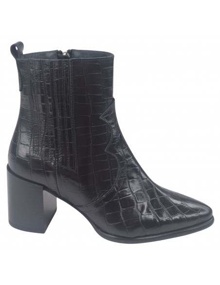 Bottines Cuir Croco Noir, 3183, Dansi, femme petite pointure 32 33 34 35