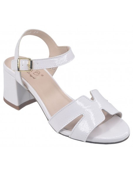 Sandales Cuir Verni Blanc, Eugene, Bella B, petites tailles 33 34