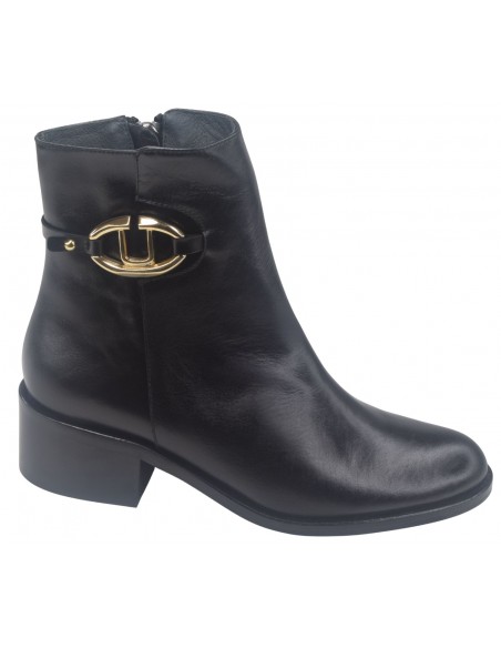 Bottines Cuir Lisse Noir, 8190B, Dansi, Bottines Femme petite pointure 32 33 34 35