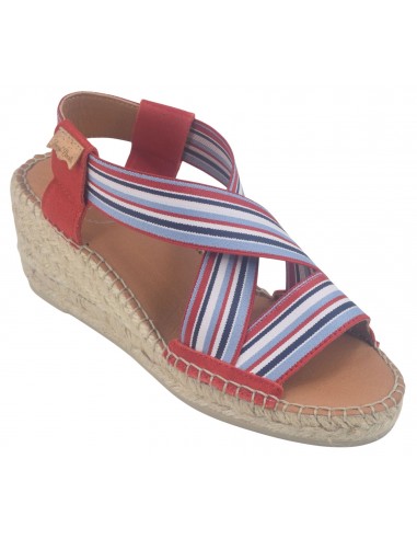 Sandales Compensées, Elastique Tricolore Marinier, Tina,Toni Pons, pointure 33 34