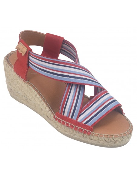 Sandales Compensées, Elastique Tricolore Marinier, Tina,Toni Pons, pointure 33 34