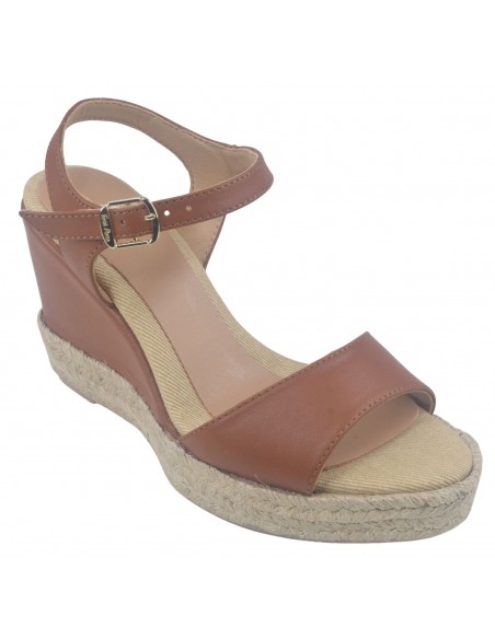 Sandales compensées, Cuir Lisse Marron Nougat, Agnes-P, Toni Pons, petits pieds femme 33 34