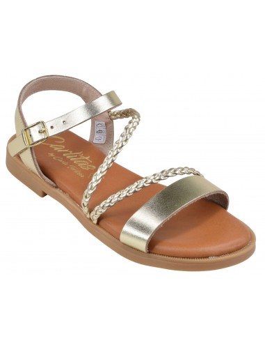 Sandales Plates Nu-Pieds, Cuir Lisse Or, 19741, Carlita, 32-35