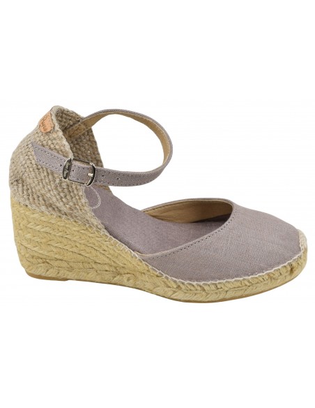 Sandales Compensées, Tissu Taupe, Caldes, Toni Pons, petites pointures 33 34