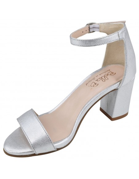 Sandales élégantes mariage cuir argent – talon 7 cm – petites pointures