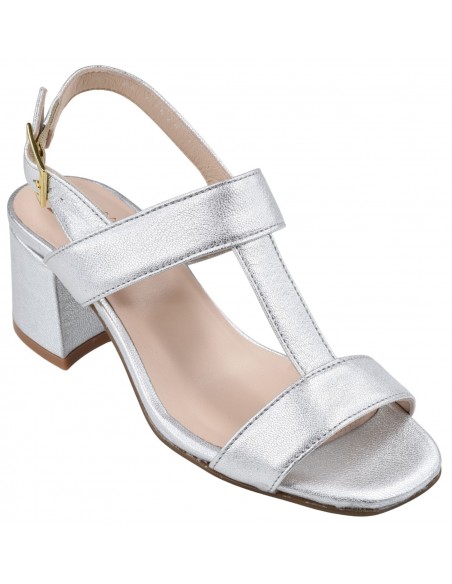 Sandales Lima Argent cuir – Vue 3/4 élégante