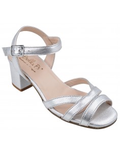 Sandales cuir argent Asterias Bella B petites pointures 33 34 vue 3/4 avant