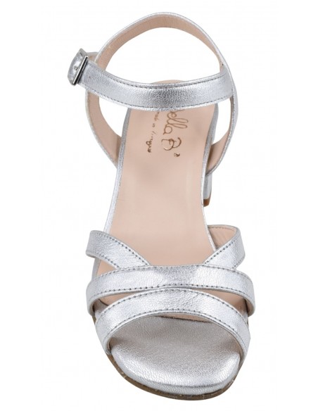 Sandales cuir argent petites tailles 33 34 détail brides croisées