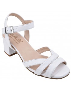 Sandales cuir blanc Asterias Bella B petites pointures 33 34 vue 3/4 avant