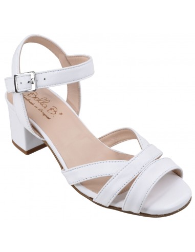 Sandales cuir blanc Asterias Bella B petites pointures 33 34 vue 3/4 avant