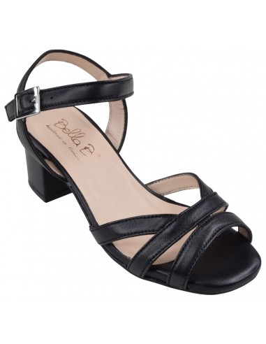 Sandales cuir noir Asterias Bella B petites pointures vue avant