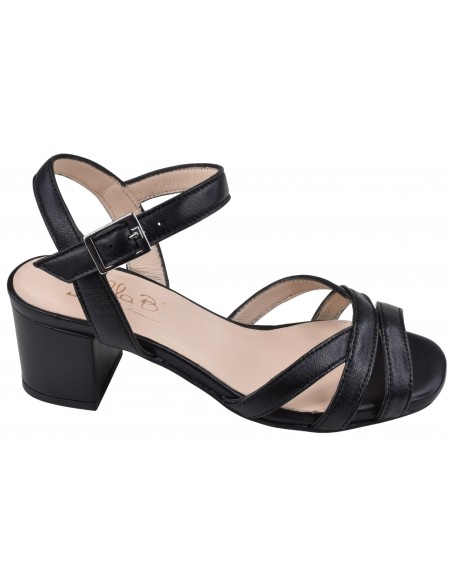 Sandales noir talon 5,5 cm Bella B vue profil extérieur