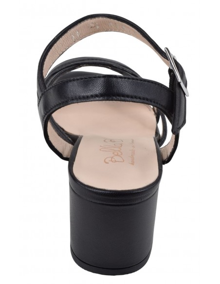 Sandales cuir noir Asterias vue arrière talon large