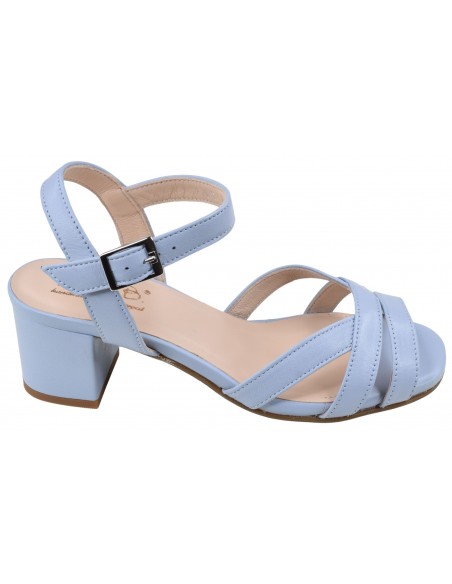 Sandales cuir lisse bleu ciel Asterias Bella B vue extérieure