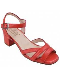 Sandales cuir rouge Asterias Bella B talon 5 cm femme petites pointures 33 34